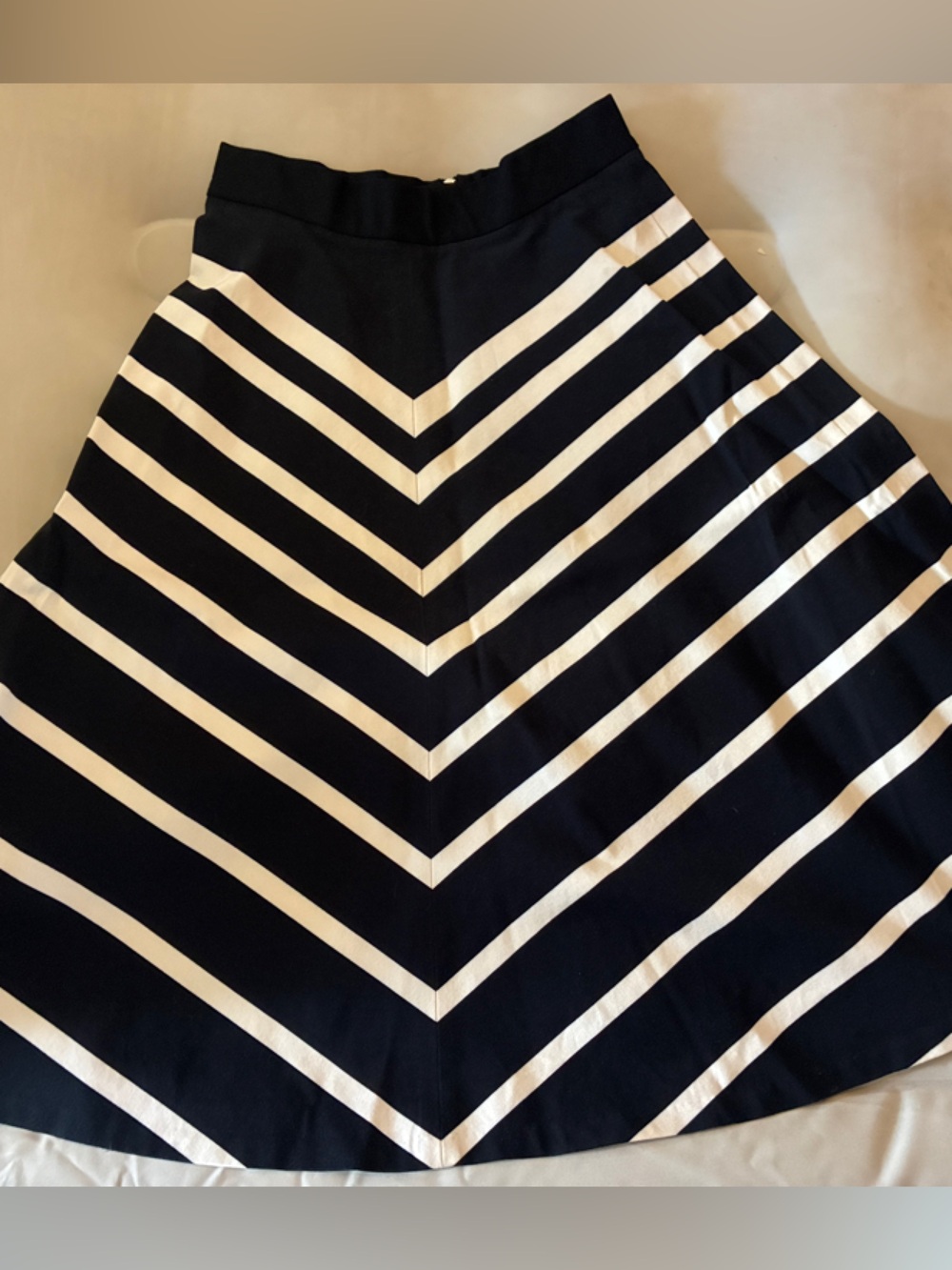 Banana Republic Navy and White Chevron Skater Skirt